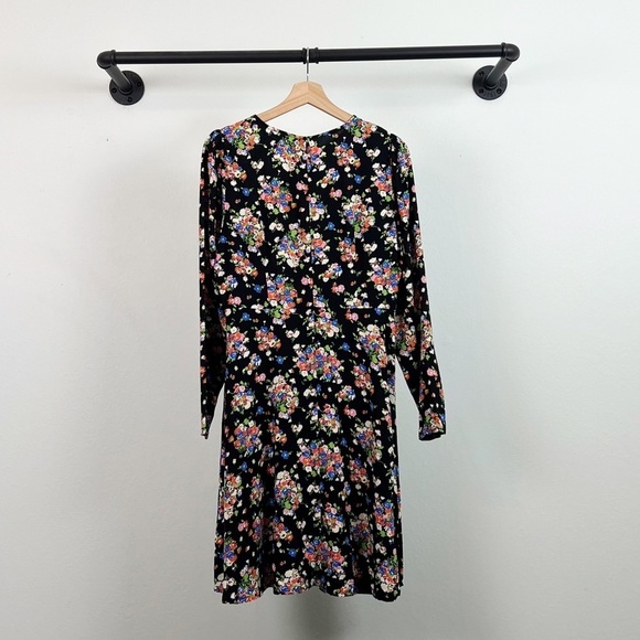 NWT Boden Crew Neck Fit-and-Flare Dress Black, Wild Cluster - Picture 6 of 7